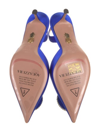 Aquazzura Satin Crystal Embellishments Slingback Pumps