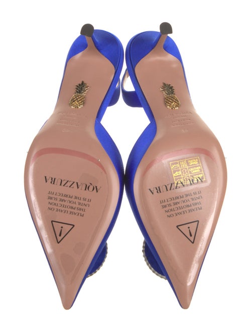Aquazzura Satin Crystal Embellishments Slingback Pumps