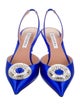 Aquazzura Satin Crystal Embellishments Slingback Pumps