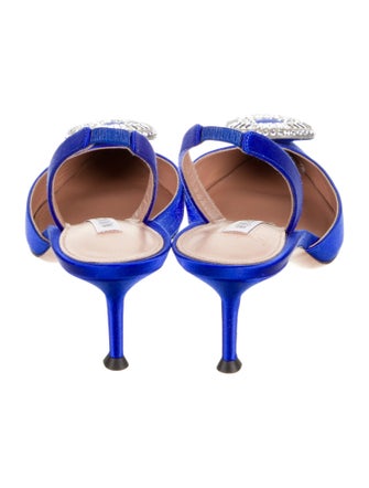 Aquazzura Satin Crystal Embellishments Slingback Pumps