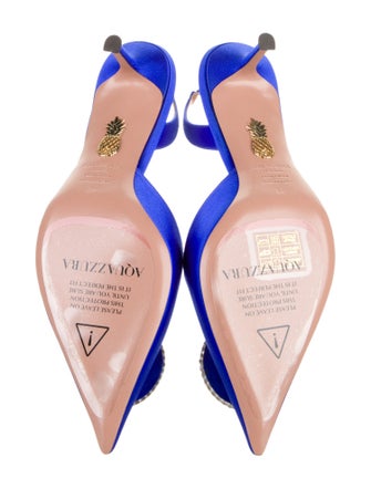 Aquazzura Satin Crystal Embellishments Slingback Pumps