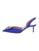 Aquazzura Satin Crystal Embellishments Slingback Pumps