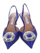 Aquazzura Satin Crystal Embellishments Slingback Pumps