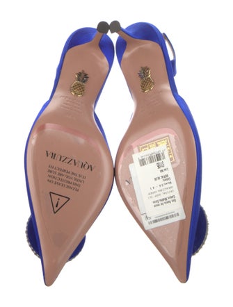 Aquazzura Satin Crystal Embellishments Slingback Pumps