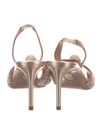 Aquazzura Leather Glitter Accents Slingback Sandals