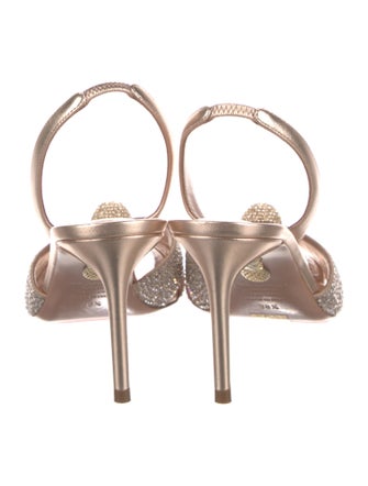 Aquazzura Leather Crystal Embellishments Slingback Sandals