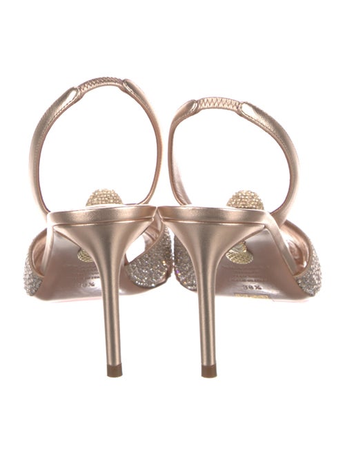 Aquazzura Leather Crystal Embellishments Slingback Sandals