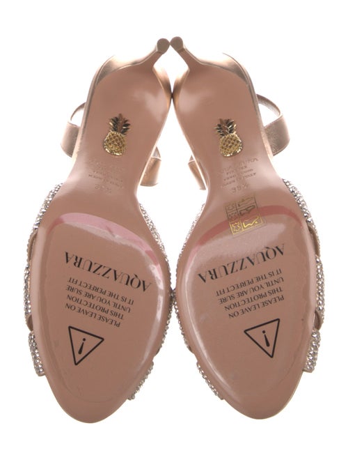 Aquazzura Leather Crystal Embellishments Slingback Sandals