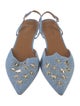 Aquazzura Denim Studded Accents Slingback Flats