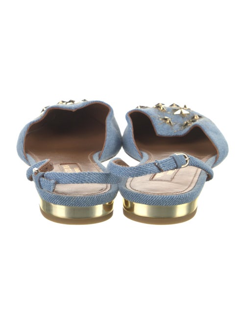 Aquazzura Denim Studded Accents Slingback Flats