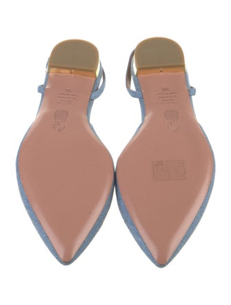 Aquazzura Denim Studded Accents Slingback Flats
