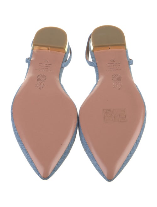 Aquazzura Denim Studded Accents Slingback Flats