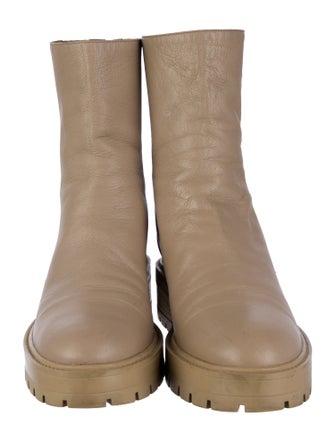 Aquazzura Leather Colorblock Pattern Combat Boots