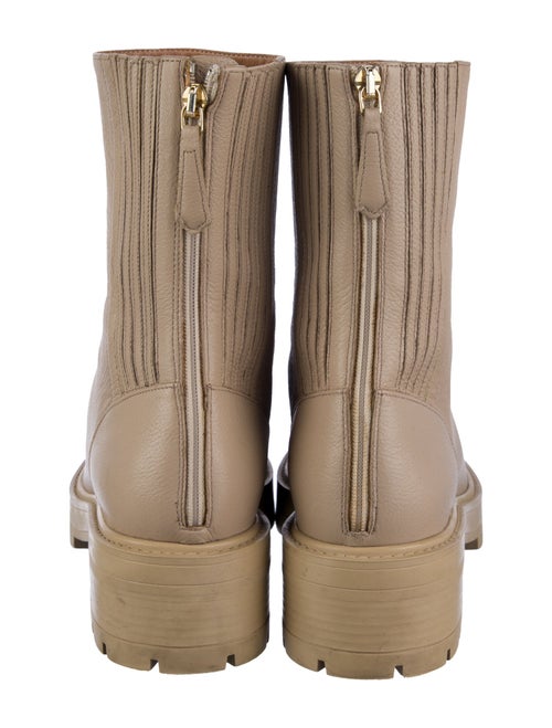 Aquazzura Leather Colorblock Pattern Combat Boots