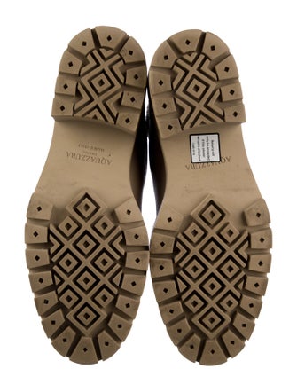 Aquazzura Leather Colorblock Pattern Combat Boots