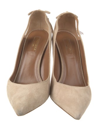 Aquazzura Suede Tassel Accents Slingback Pumps