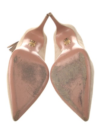 Aquazzura Suede Tassel Accents Slingback Pumps