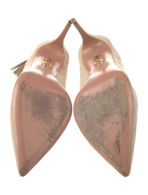 Aquazzura Suede Tassel Accents Slingback Pumps