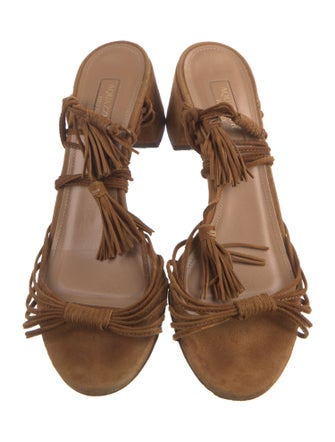 Aquazzura Suede Tassel Accents Sandals