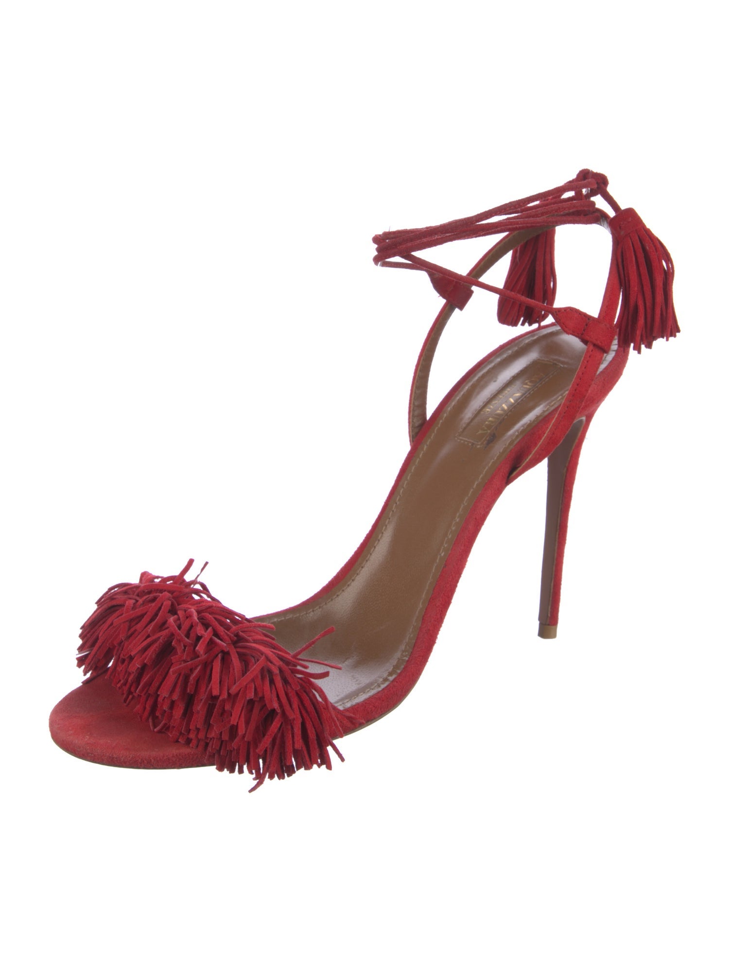 Aquazzura Suede Tassel Accents Sandals