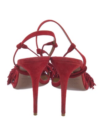 Aquazzura Suede Tassel Accents Sandals