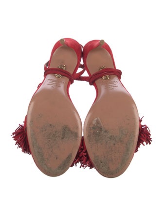 Aquazzura Suede Tassel Accents Sandals