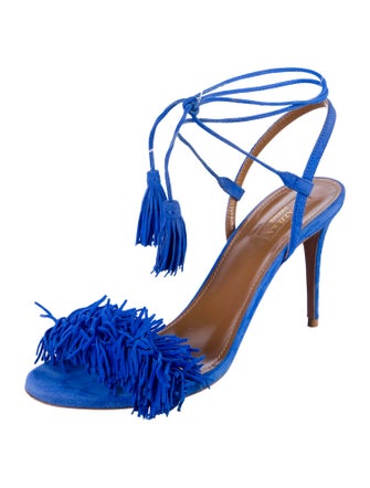 Aquazzura Suede Tassel Accents Sandals