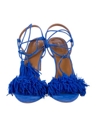 Aquazzura Suede Tassel Accents Sandals