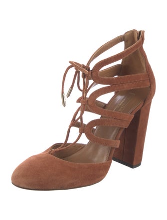 Aquazzura Suede T-Strap Pumps
