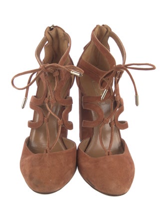 Aquazzura Suede T-Strap Pumps