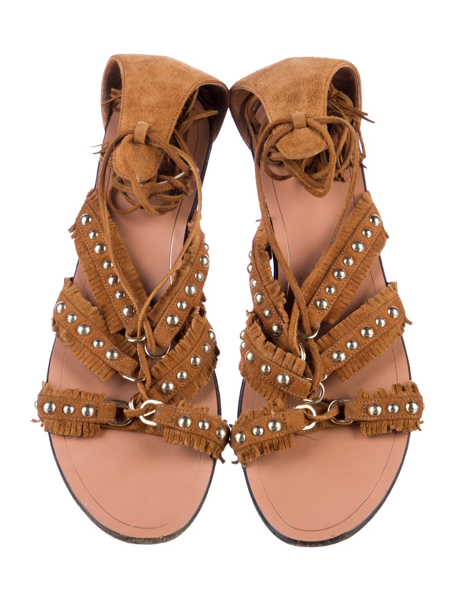 Aquazzura Suede Tassel Accents Gladiator Sandals