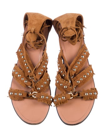 Aquazzura Suede Tassel Accents Gladiator Sandals