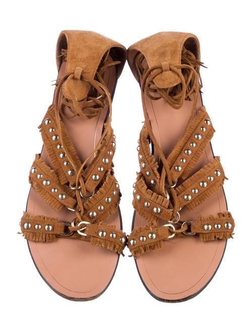 Aquazzura Suede Tassel Accents Gladiator Sandals