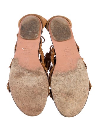 Aquazzura Suede Tassel Accents Gladiator Sandals