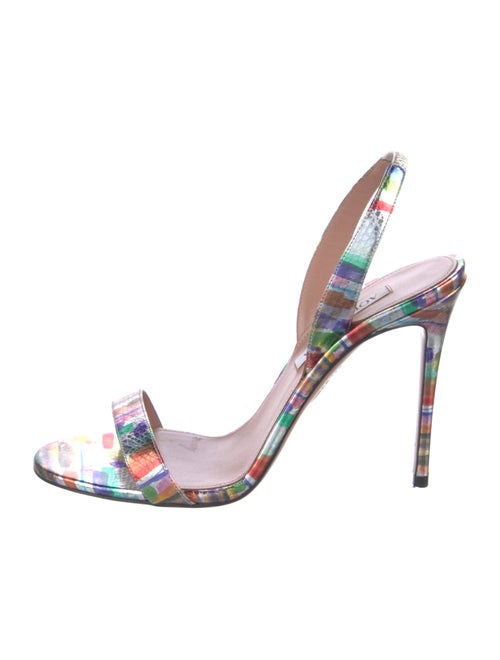 Aquazzura Leather Printed Slingback Sandals