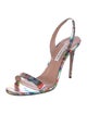Aquazzura Leather Printed Slingback Sandals
