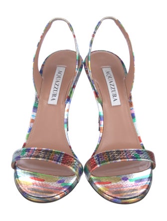 Aquazzura Leather Printed Slingback Sandals