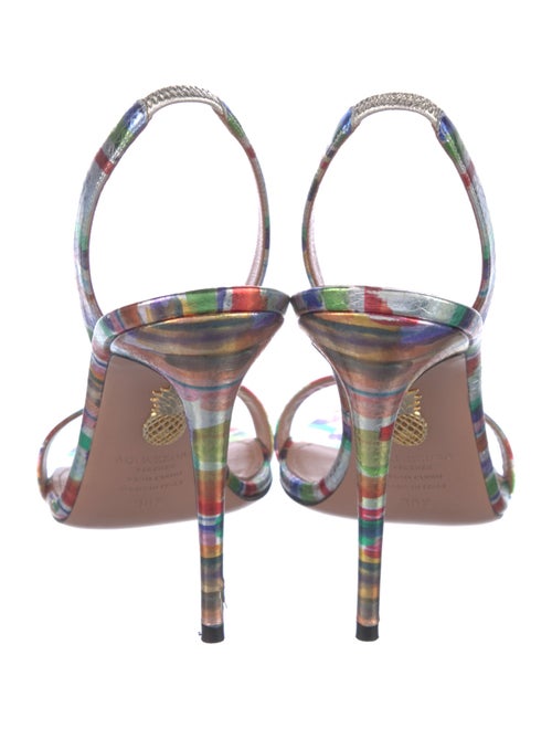 Aquazzura Leather Printed Slingback Sandals