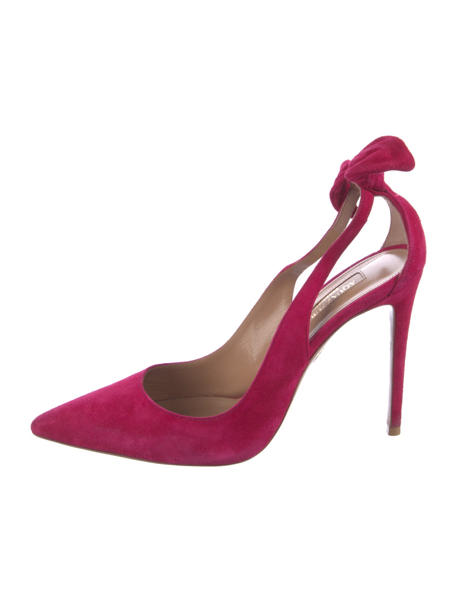 Aquazzura Suede Bow Accents Slingback Pumps
