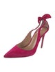 Aquazzura Suede Bow Accents Slingback Pumps