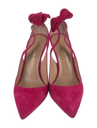 Aquazzura Suede Bow Accents Slingback Pumps