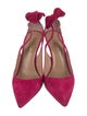Aquazzura Suede Bow Accents Slingback Pumps