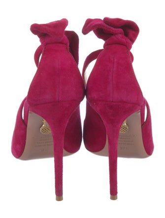 Aquazzura Suede Bow Accents Slingback Pumps