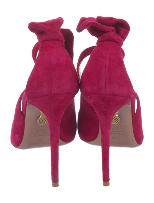 Aquazzura Suede Bow Accents Slingback Pumps