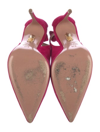 Aquazzura Suede Bow Accents Slingback Pumps