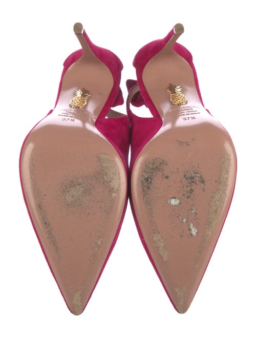 Aquazzura Suede Bow Accents Slingback Pumps