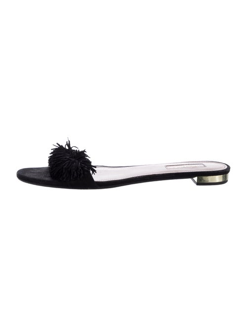 Aquazzura Suede Fringe Trim Accent Slides