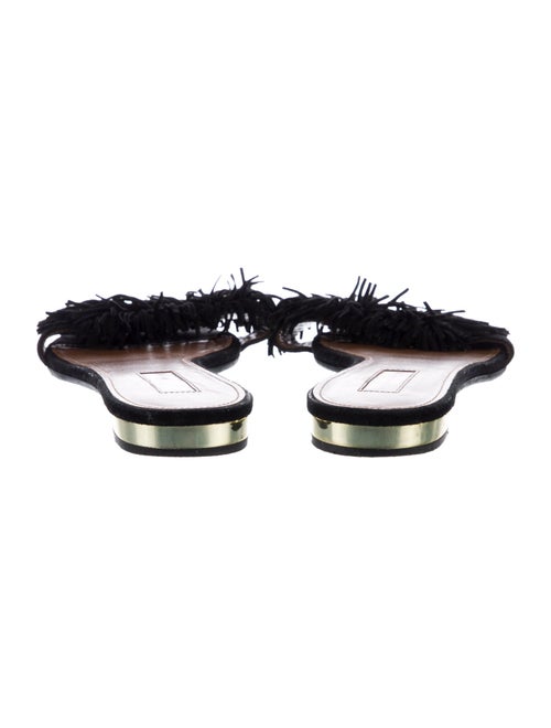 Aquazzura Suede Fringe Trim Accent Slides