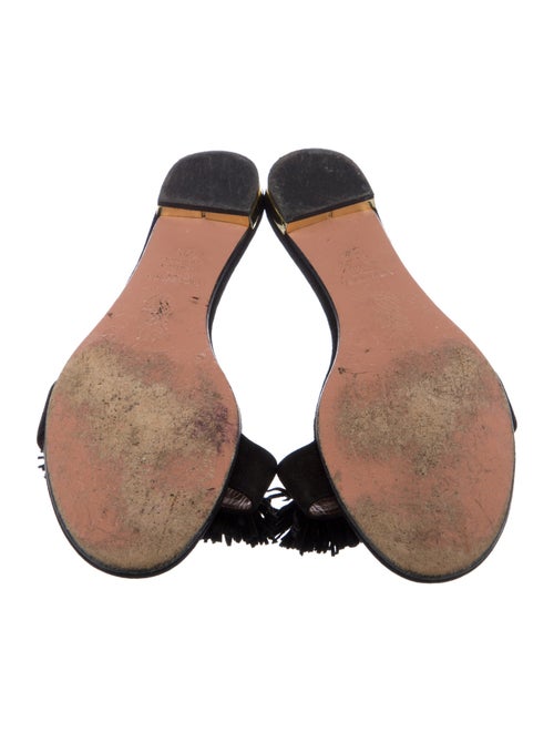 Aquazzura Suede Fringe Trim Accent Slides