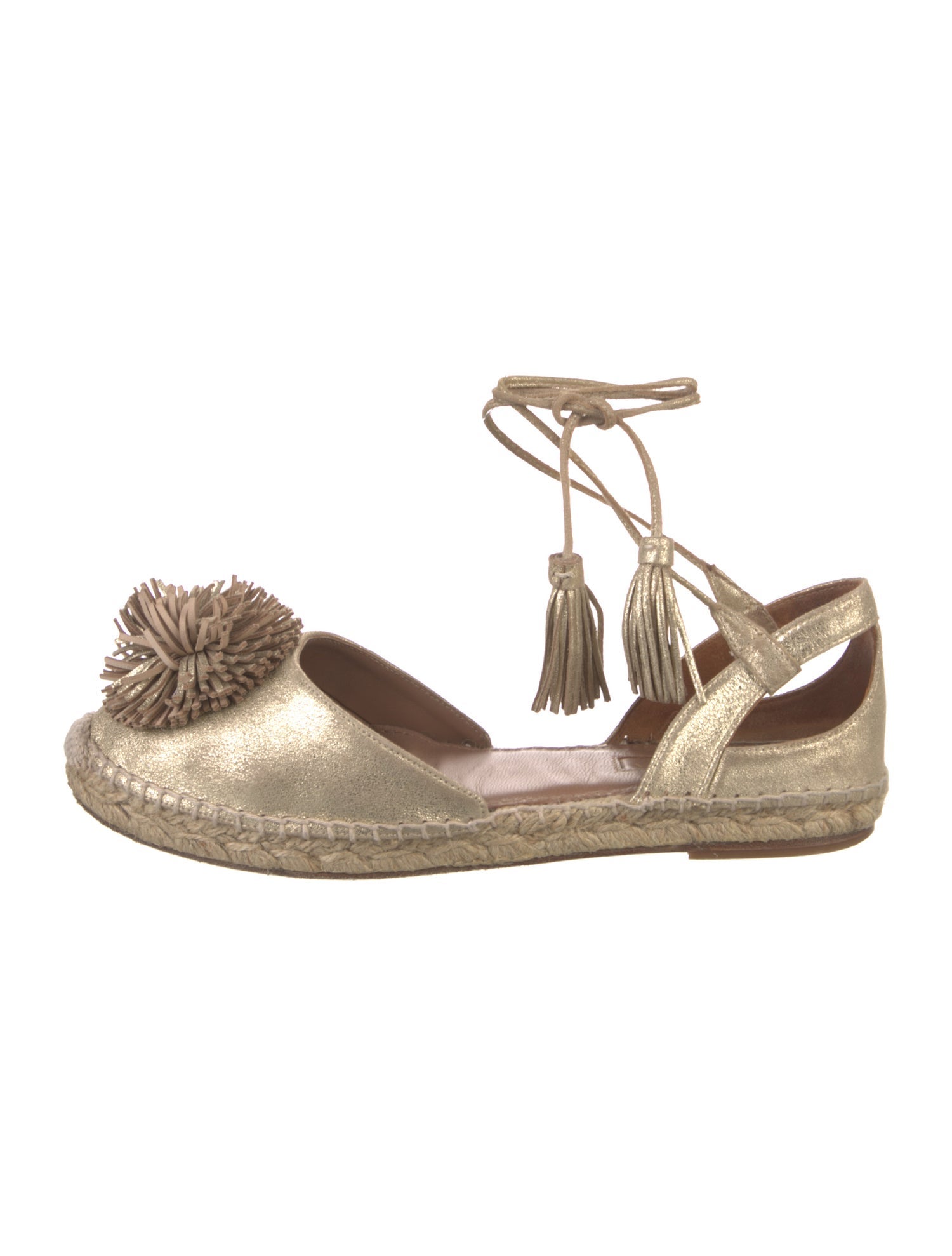 Aquazzura Leather Tassel Accents Espadrilles